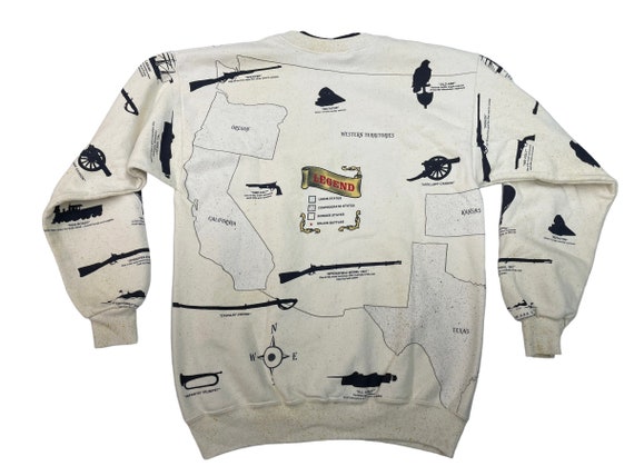 Vintage 1990s AOP Civil War Sweatshirt RARE sz M … - image 4