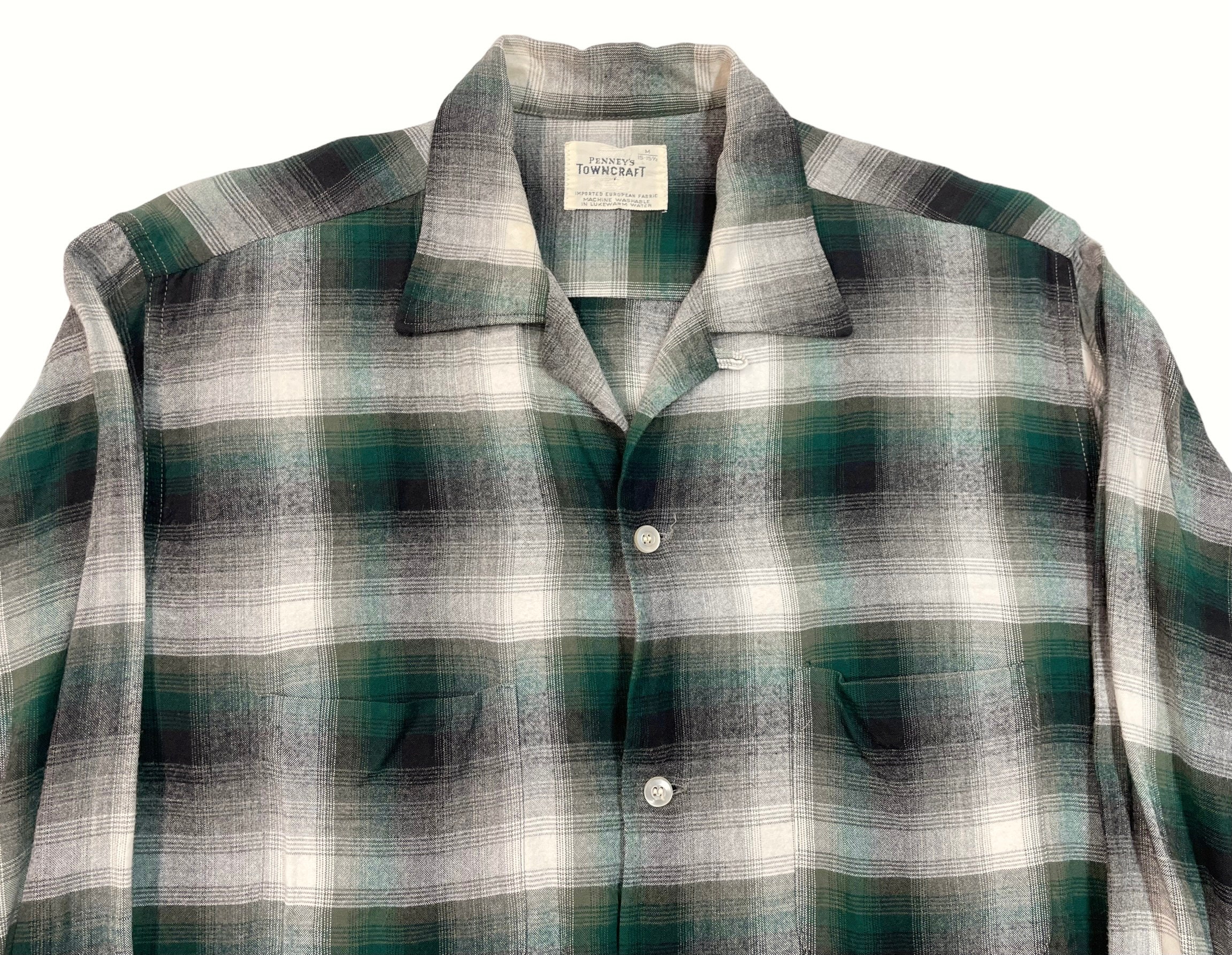 Vintage Penney's Towncraft Rayon Shadow Plaid Loop Collar Vintage Penney's Towncraft Rayon Shadow Plaid Loop Collar