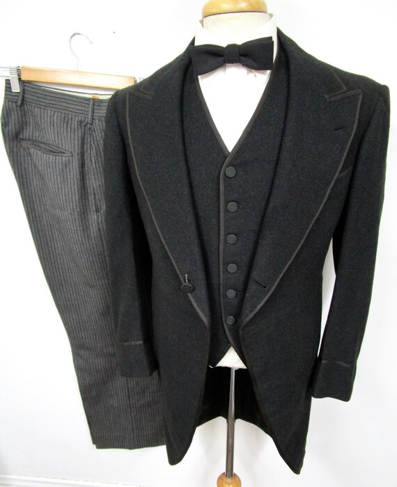 Vintage 1930s 3pc Tuxedo 36 R WEDDING suit