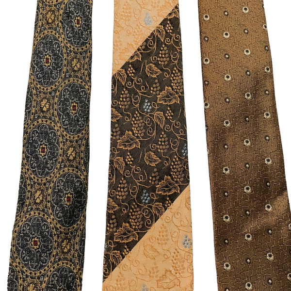 Vintage 1950s 1960s Brocade Tie Lot of 3