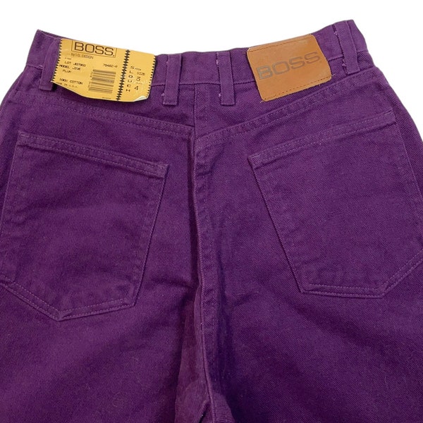 Vintage 1990s Women's Deadstock BOSS Purple Wide Leg jeans measure 25.5 x 30 ~ Jive ~ Slouch