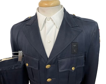 Vintage 1960s Gabardine 2pc Suit Fireman Dress Uniform sz M