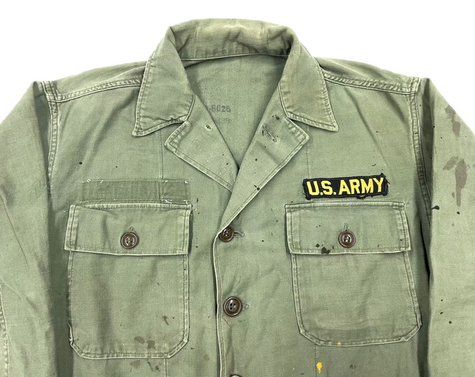 Vintage 1960s US Army Cotton OG107 Shirt Sz S DISTRESSED Etsy