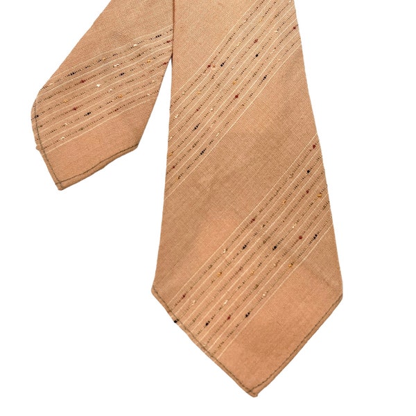 Vintage 1940s Wool Cravat Necktie ~ Fleck ~ Rose Beige Flesh Tone