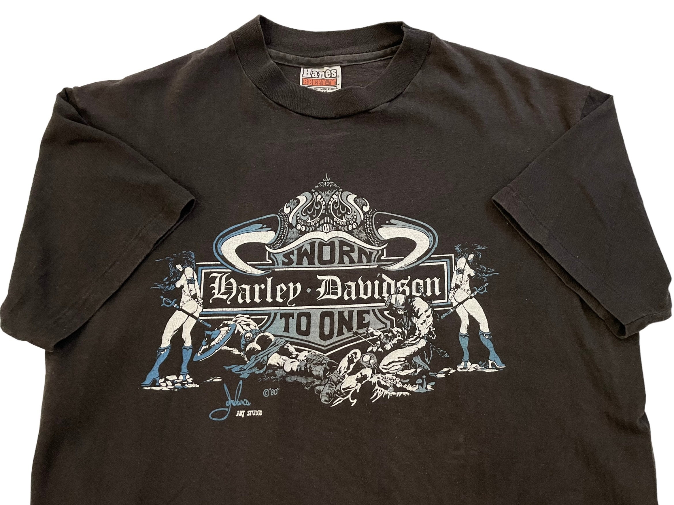 Vintage 1980s RARE Harley Davidson Sworn to One T Shirt Sz L - Etsy