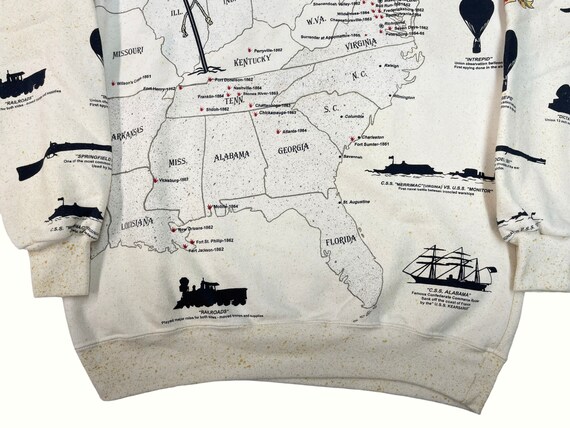 Vintage 1990s AOP Civil War Sweatshirt RARE sz M … - image 3