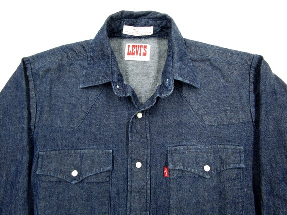 Vintage LEVIS Denim Wester Shirt sz S ~ 1980s RED
