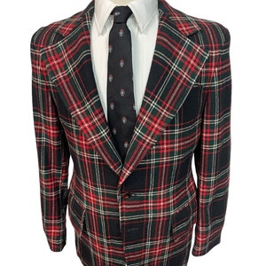 Vintage 1970s Plaid Wool Sport Jacket 36 R Scottish Tartan image 2