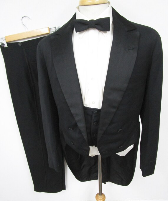 Vintage Edwardian 3pc Tuxedo 40 R ~ WEDDING suit 1