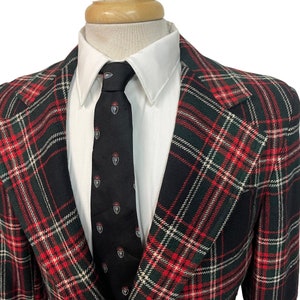 Vintage 1970s Plaid Wool Sport Jacket 36 R Scottish Tartan image 1