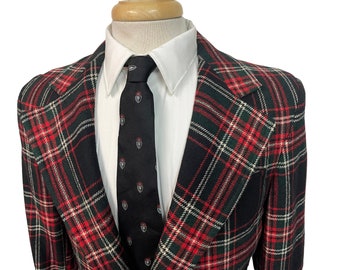 Veste de sport en laine à carreaux vintage des années 1970 36 R ~ Tartan écossais