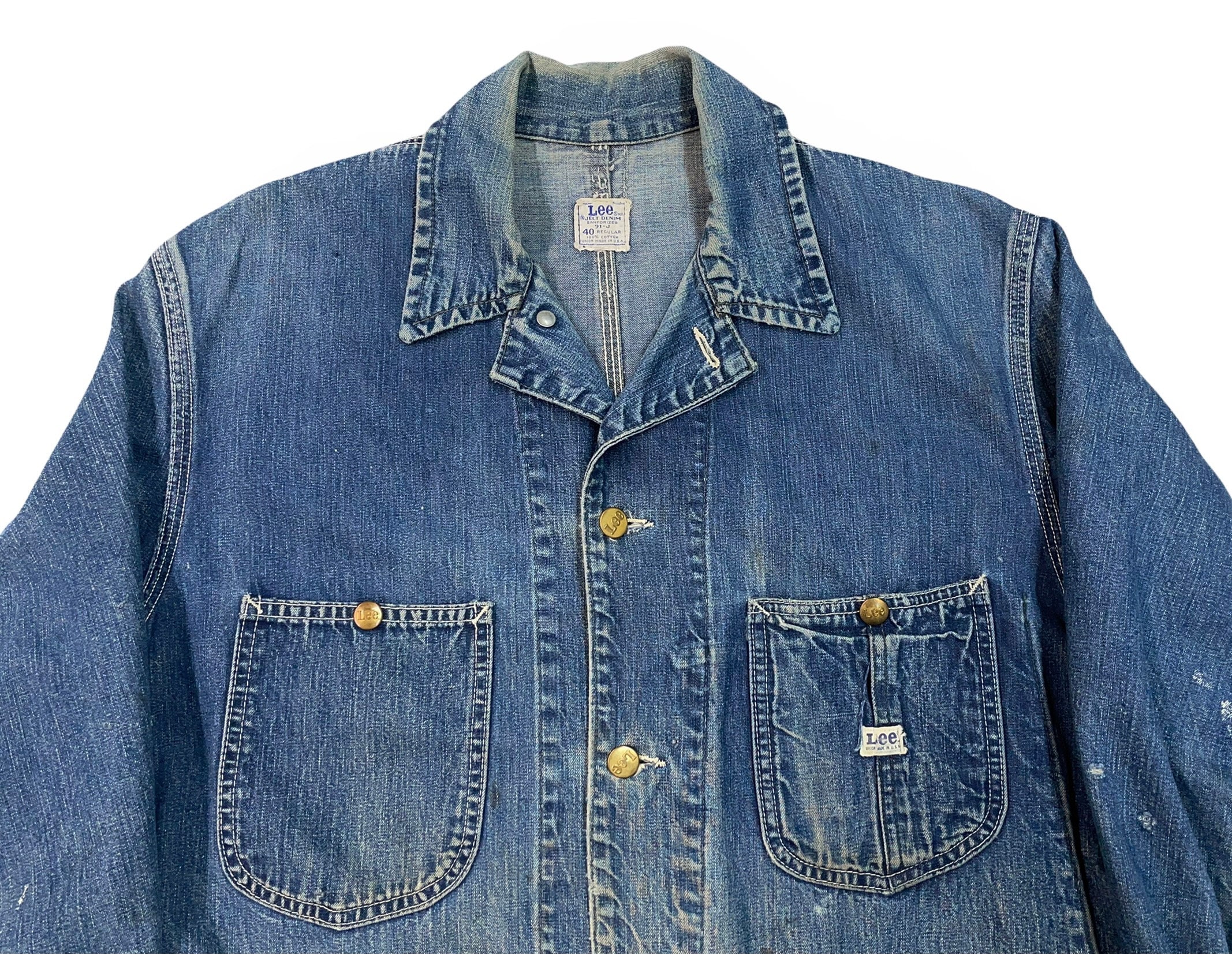 Vintage LEE 91-J Denim Chore Jacket Sz 40 - Etsy