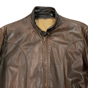 Vintage 1960s Schott Cafe Racer Leather Motorcycle Jacket sz M ~ Harley Davidson patch
