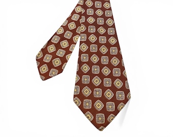Gravata vintage Resilio Cravat dos anos 1940 ~ Lenço de rayon marrom
