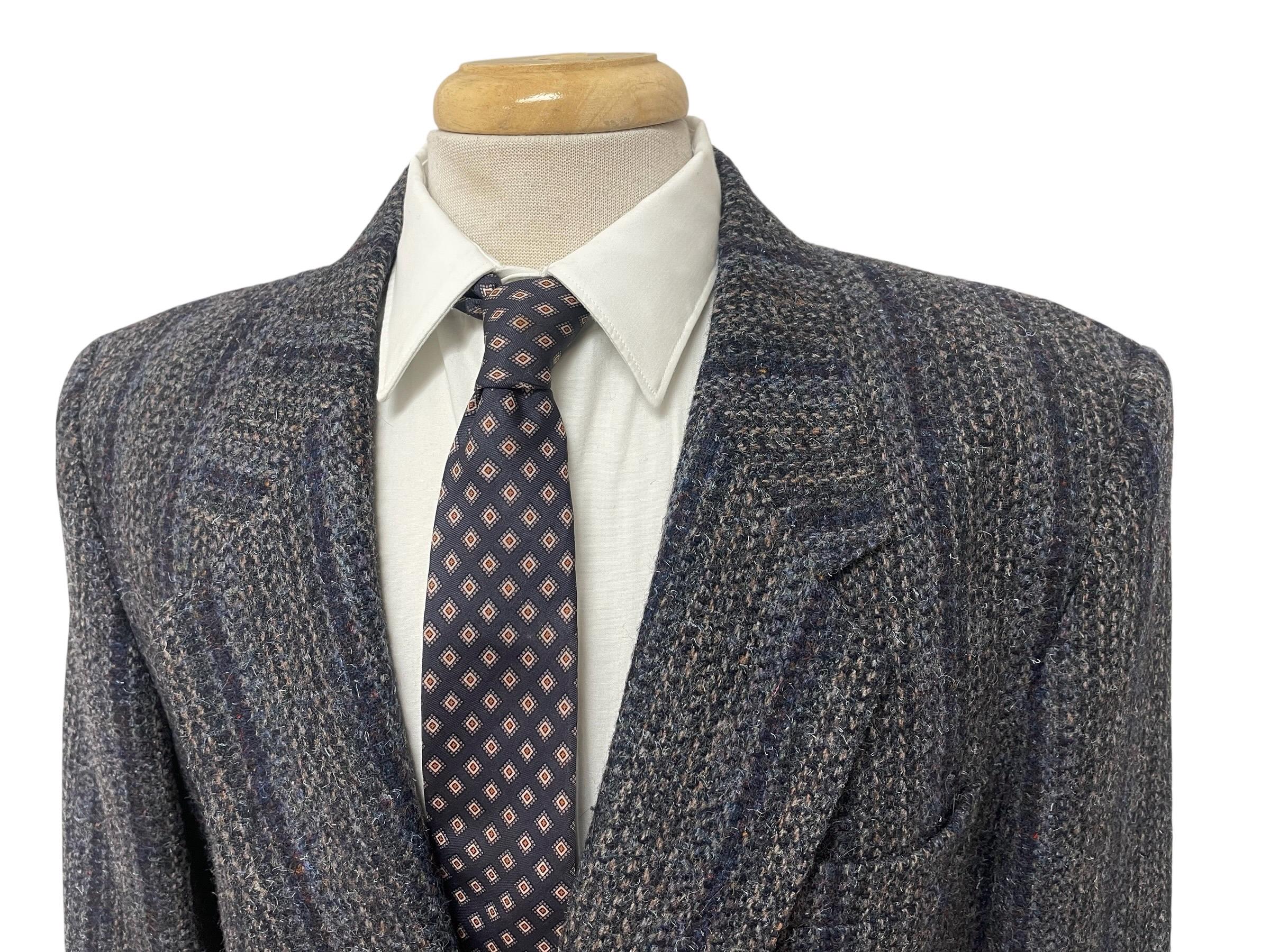 Veste Vintage Années 70 En Laine Tweed – Marron, Coupe Ajustée, Marque Bespoke (taille 44)