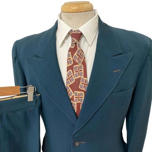 Vintage 1940s Gabardine Suit 40 S ~ DATED 1944 ~ Button Fly Pants Jacket