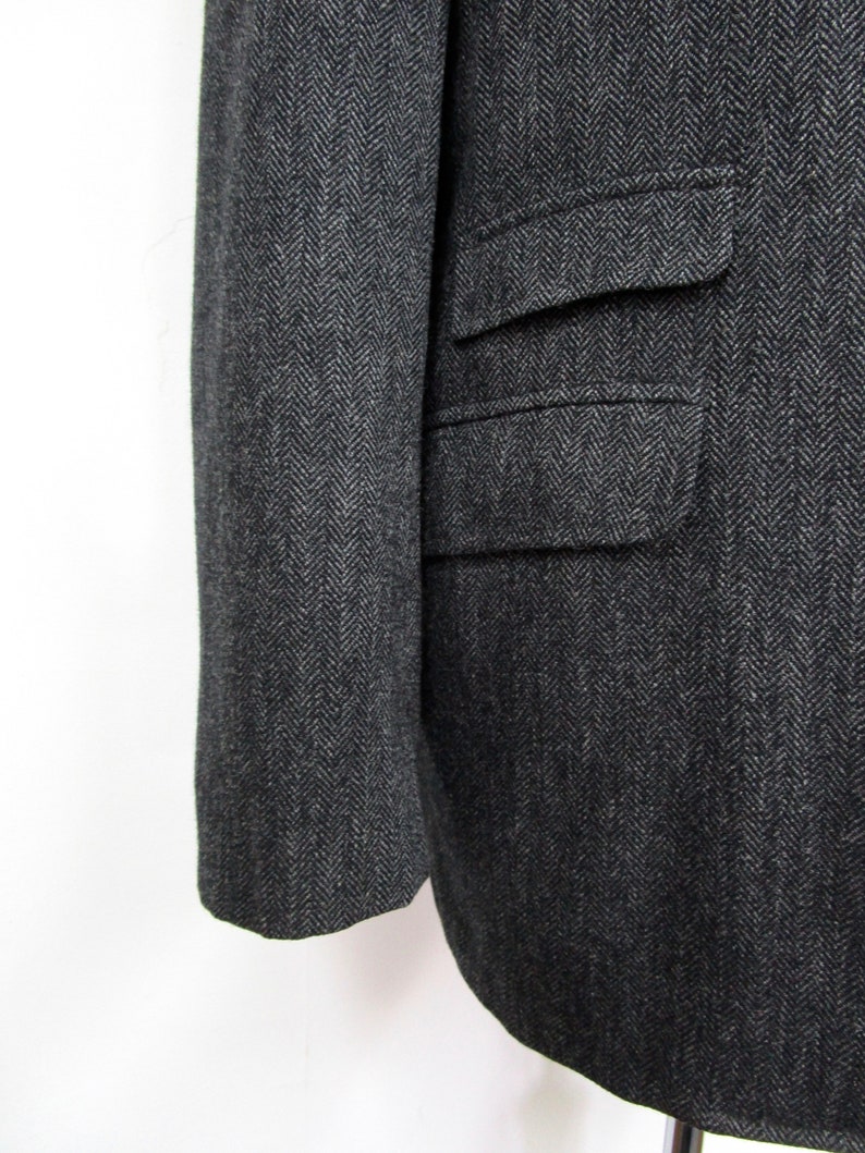 Vintage 1960s Herringbone Tweed CHINSTRAP Blazer 42 R ~ jacket sport coat