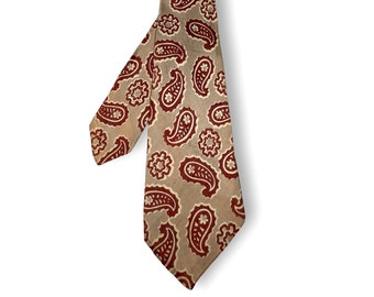 Gravata de seda Paisley vintage dos anos 1940