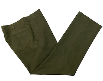 Vintage 1960s Farah Green Trousers measure 34 x 31.5 ~ 34W Worsted Wool Dress Pants