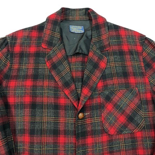 Vtg 1950s PENDLETON 49er Shirt Jacket M ~ 1960s plaid blazer sport coat shirt-jac