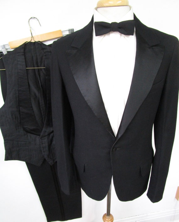 Vintage 1920s 3pc Tuxedo 34 36 L WEDDING suit
