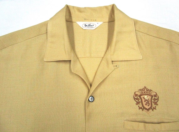 Vintage 1950s Rayon Loop Collar Shirt L ~ DaVinci