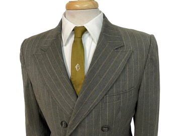 Vintage 1960s 70s Double Breasted Striped Sport Jacket 36 S ~ ivy preppy blazer coat