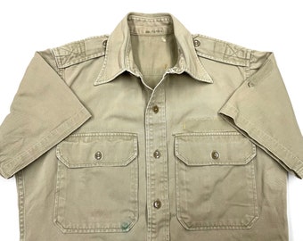 Vintage 1950s US Army Khaki Cotton Shirt S