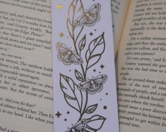 White and Gold Foiled Double Sided Butterfly Bookmark