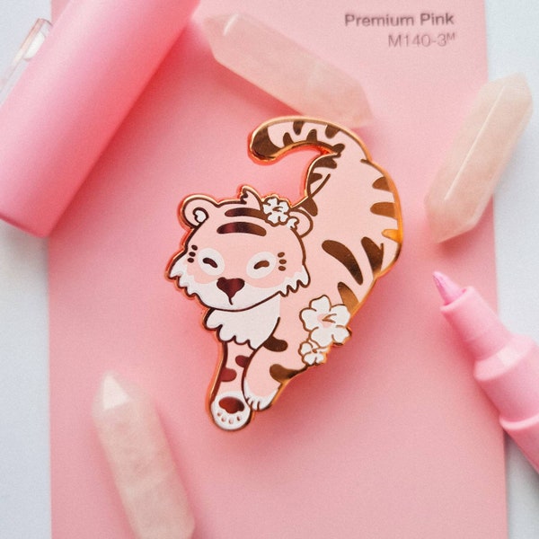 Pink Chinese Tiger Hard Enamel pins | Tigers | Hard Enamel Pins