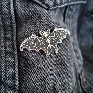 Silver Plated Bat Hard Enamel Pin