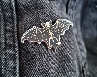 Silver Plated Bat Hard Enamel Pin