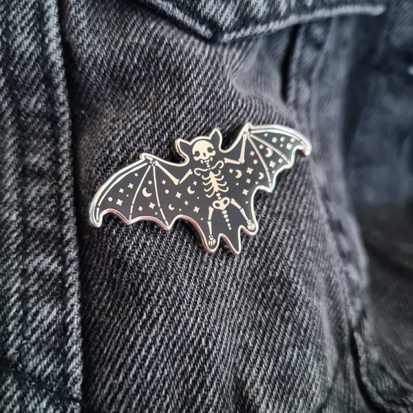 Silver Plated Bat Hard Enamel Pin