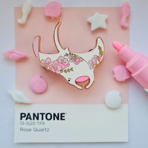 Pink Blossom Manta Ray Hard Enamel pins | Rays | manta ray | Hard Enamel Pins