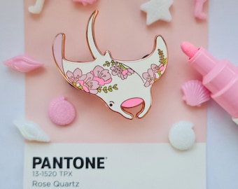 Pink Blossom Manta Ray Hard Enamel pins | Rays | manta ray | Hard Enamel Pins