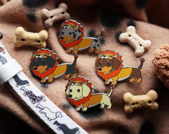 Mini Dachshund Lion Enamel Pin