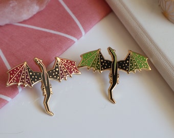 Green and Purple Dragon Enamel Pins