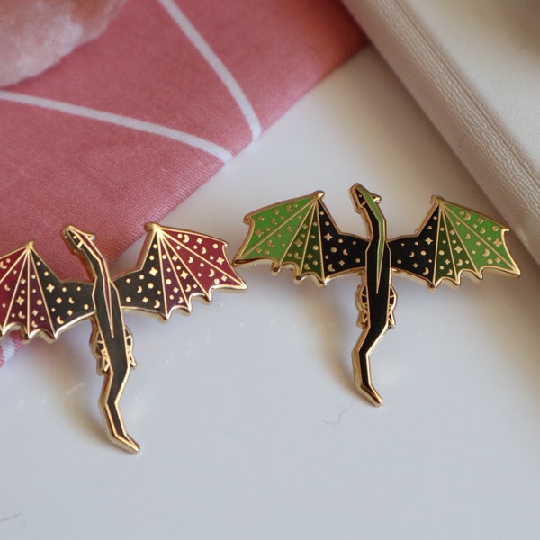 Green and Purple Dragon Enamel Pins