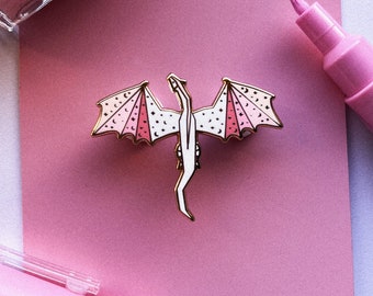Spilla smaltata drago rosa