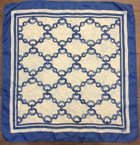 Biba London Silk Scarf Blue Tie Dye Vintage