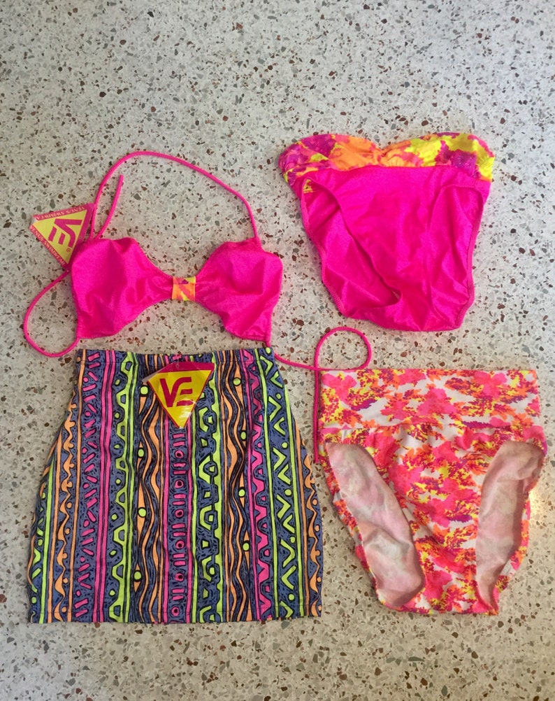 90s Venus Swimwear Set Bottoms Top Skirt SM Etsy