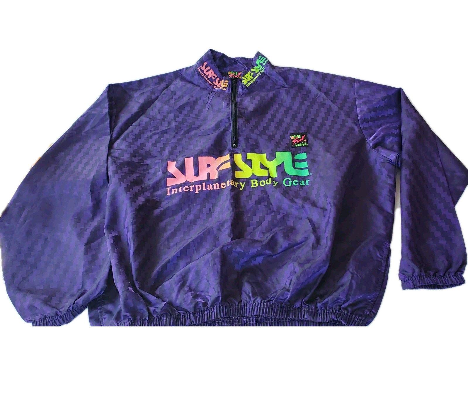 Vintage Surf Style Iridescent Mens 1/4 Zip Pullover Windbreaker