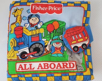 Vintage Fisher Price All Aboard Soft Play Cloth Book 1998 Kids book Baby Toy