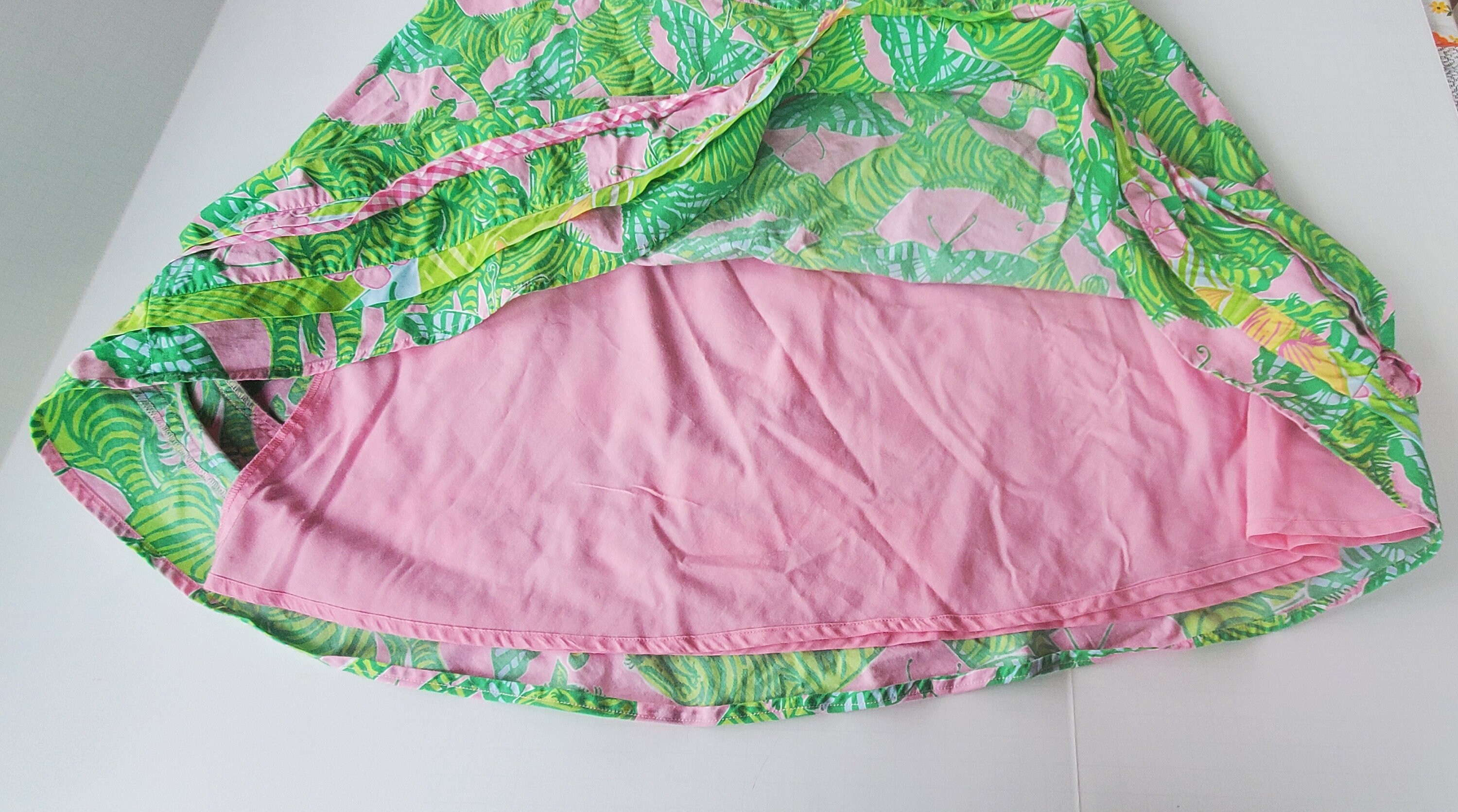 Jupe Lilly Pulitzer années 70 Papillon floral vert et rose Le