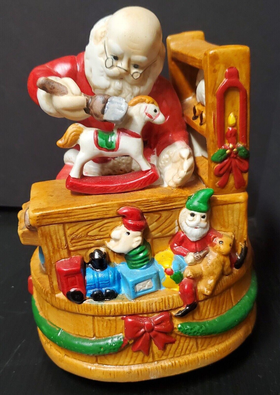 クリスマス ゼンマイ式オルゴール サンタクロースが街にやってくる VTG