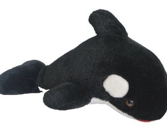 VTG Shamu Orca Killer Whale Plush Stuffed Animal Kid Toy 13" Ocean Aquatic Black