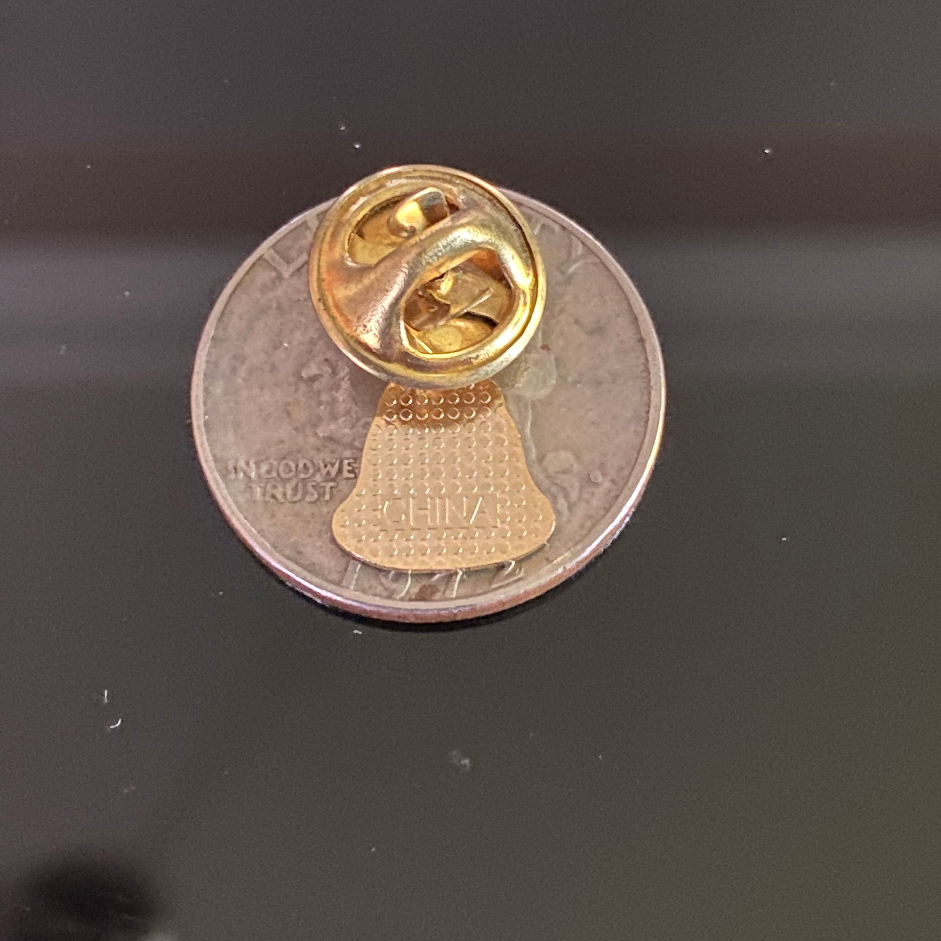 Vintage Gold Hand Bell Lapel Pin Etsy