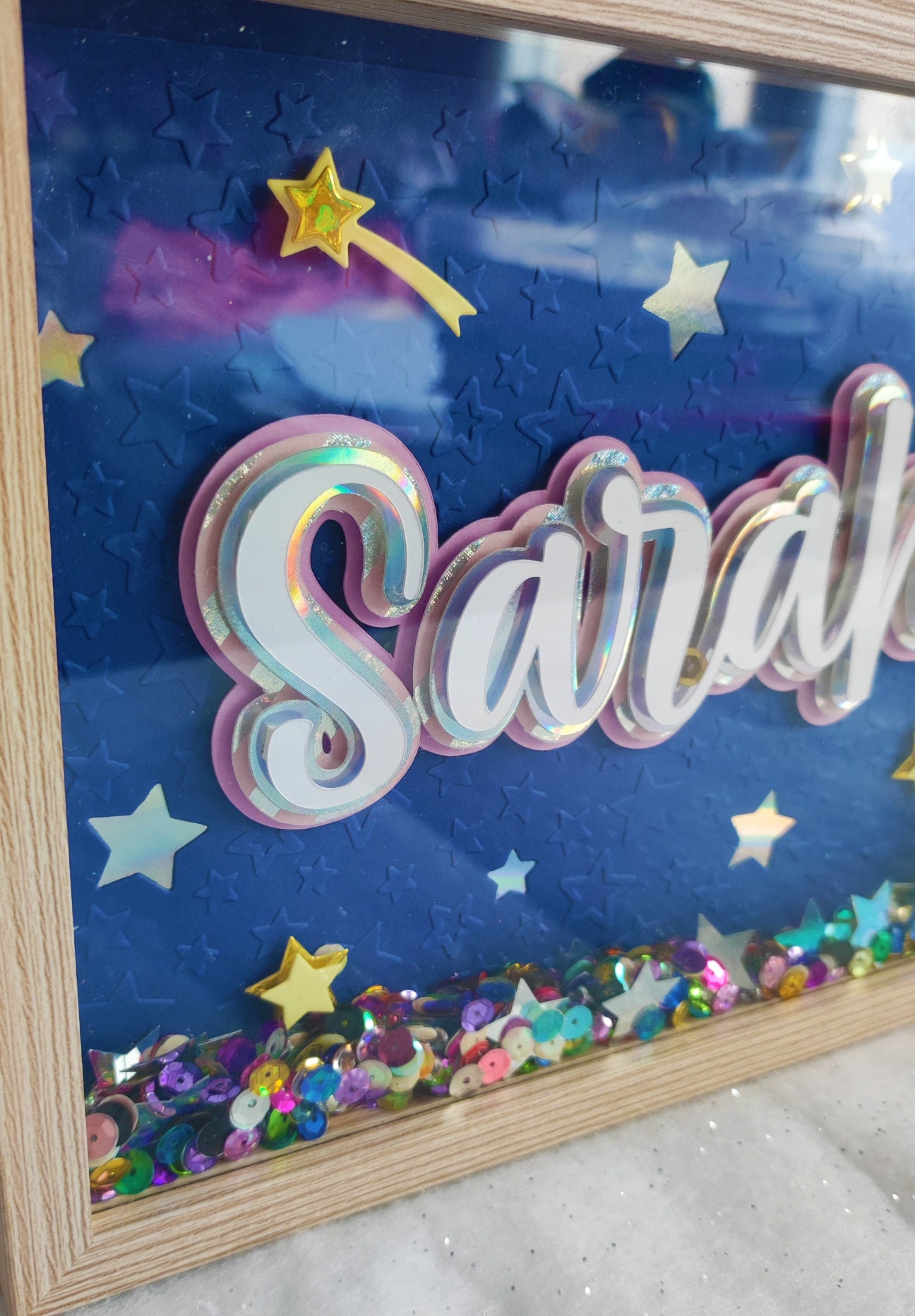 Cadre Prénom Personnalisé à Sequins