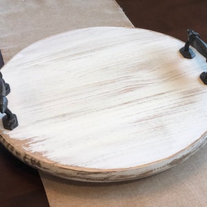 Distressed White Lazy Susan - Free Shipping