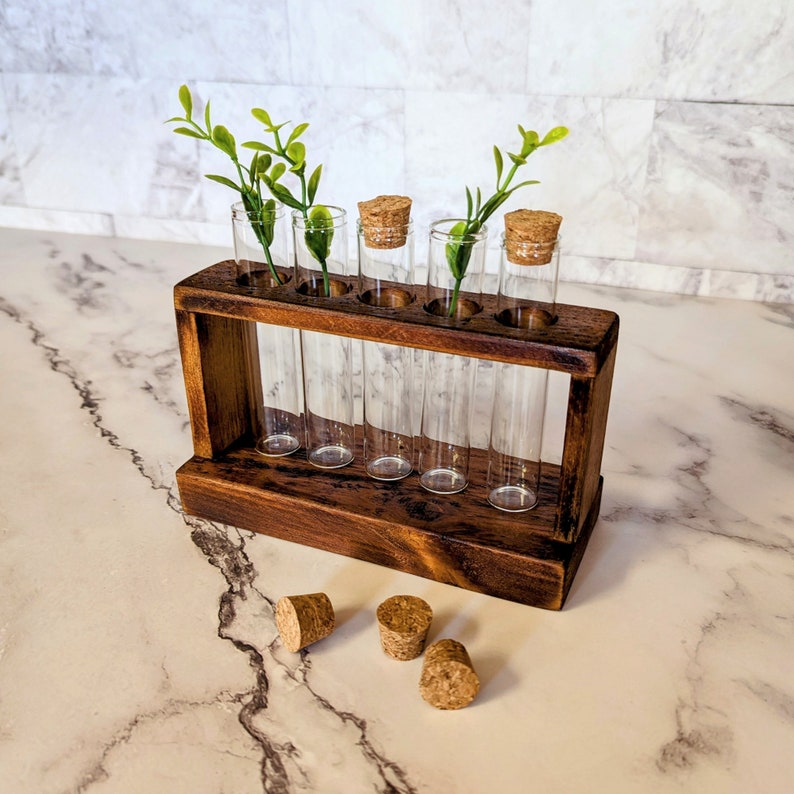 Reclaimed Wood Propagation Station: Test Tube Vase Plant Holder bild 2